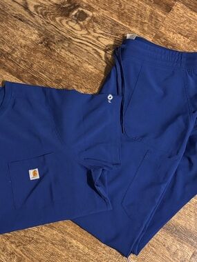 Carhartt Royal Blue Scrub Set - Top & Jogger Pants scrub set xl